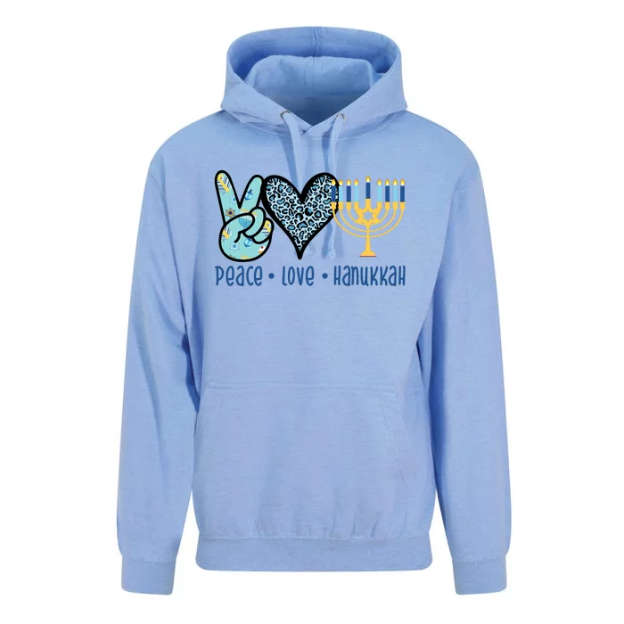 Peace Love Hanukkah Unisex Surf Hoodie