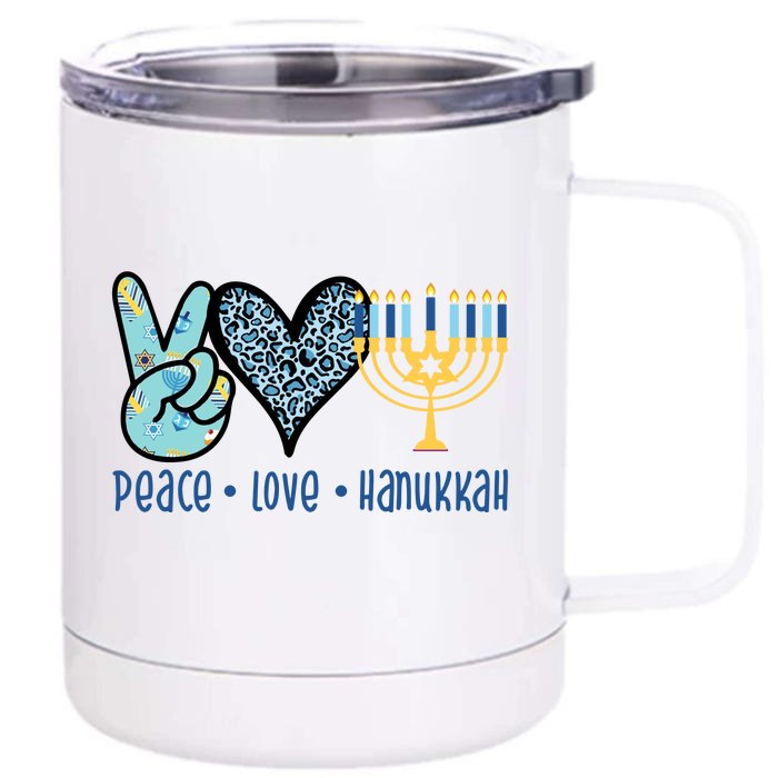 Peace Love Hanukkah Front & Back 12oz Stainless Steel Tumbler Cup