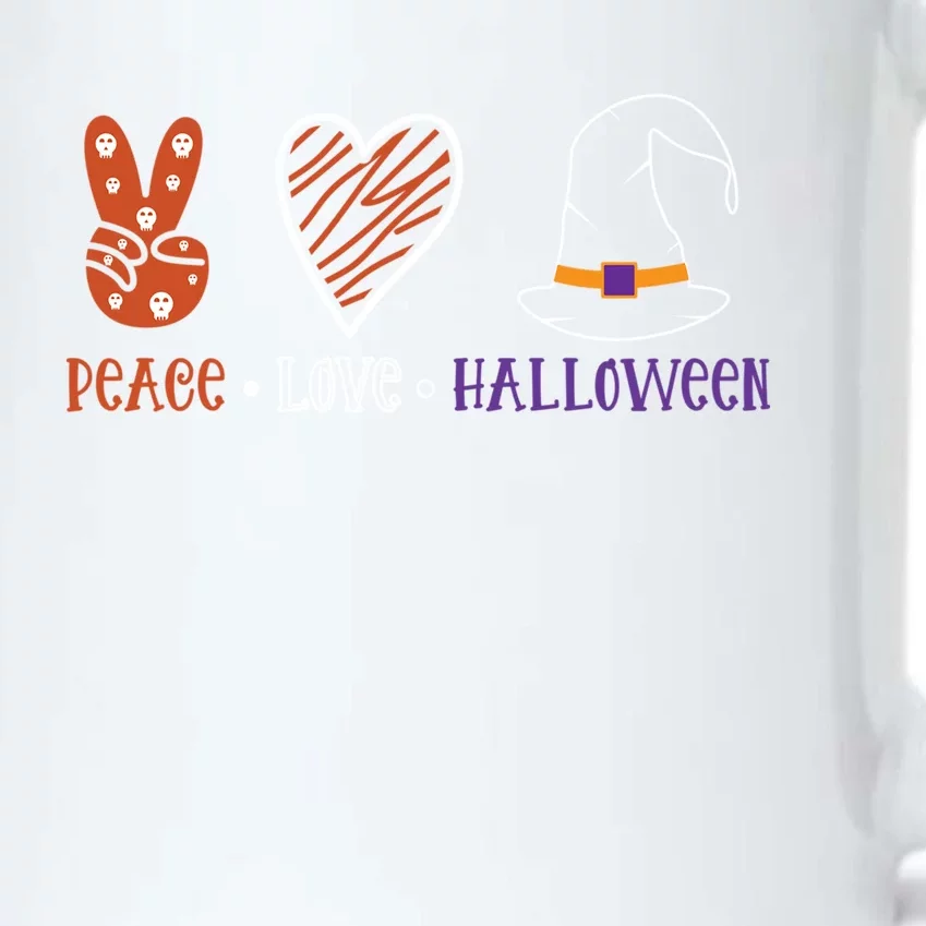 Peace Love Halloween Spirit Spooky Skull Rock Funny Gift Black Color Changing Mug