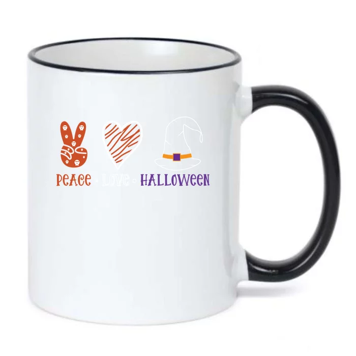 Peace Love Halloween Spirit Spooky Skull Rock Funny Gift Black Color Changing Mug