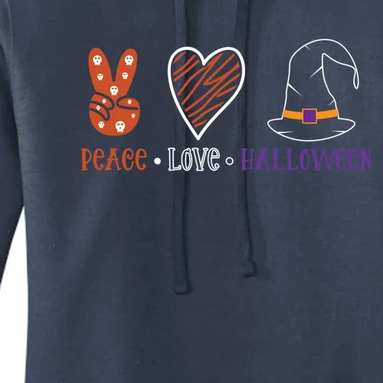 Peace Love Halloween Spirit Spooky Skull Rock Funny Gift Women's Pullover Hoodie