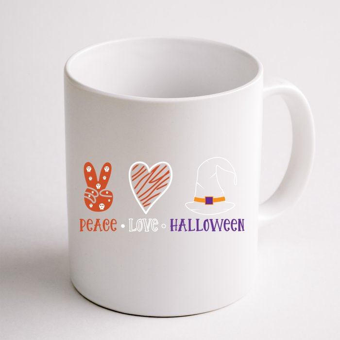 Peace Love Halloween Spirit Spooky Skull Rock Funny Gift Front & Back Coffee Mug