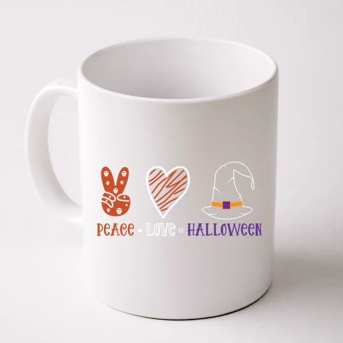 Peace Love Halloween Spirit Spooky Skull Rock Funny Gift Front & Back Coffee Mug