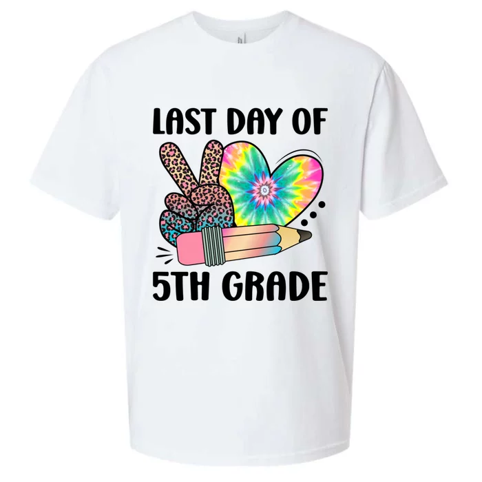 Peace Love Happy Last Day Of 5Th Grade Graduation Gift Sueded Cloud Jersey T-Shirt