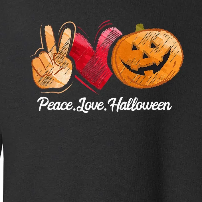 Peace Love Halloween Pumpkin Face Toddler Sweatshirt