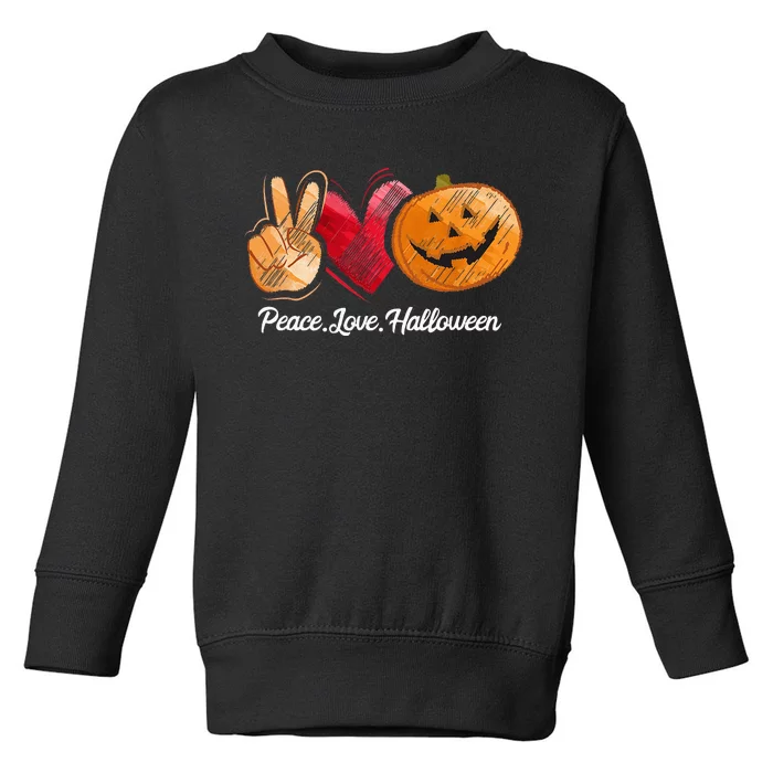 Peace Love Halloween Pumpkin Face Toddler Sweatshirt