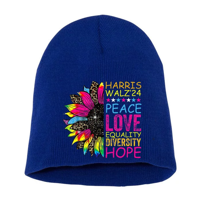 Peace Lgbt Harris Walz Waltz Short Acrylic Beanie