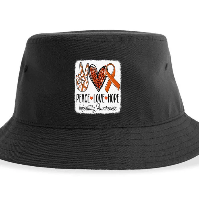 Peace Love Hope Infertility Awareness Orange Ribbon Sustainable Bucket Hat