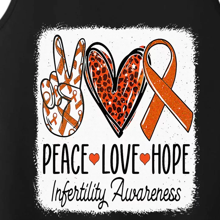 Peace Love Hope Infertility Awareness Orange Ribbon Performance Tank