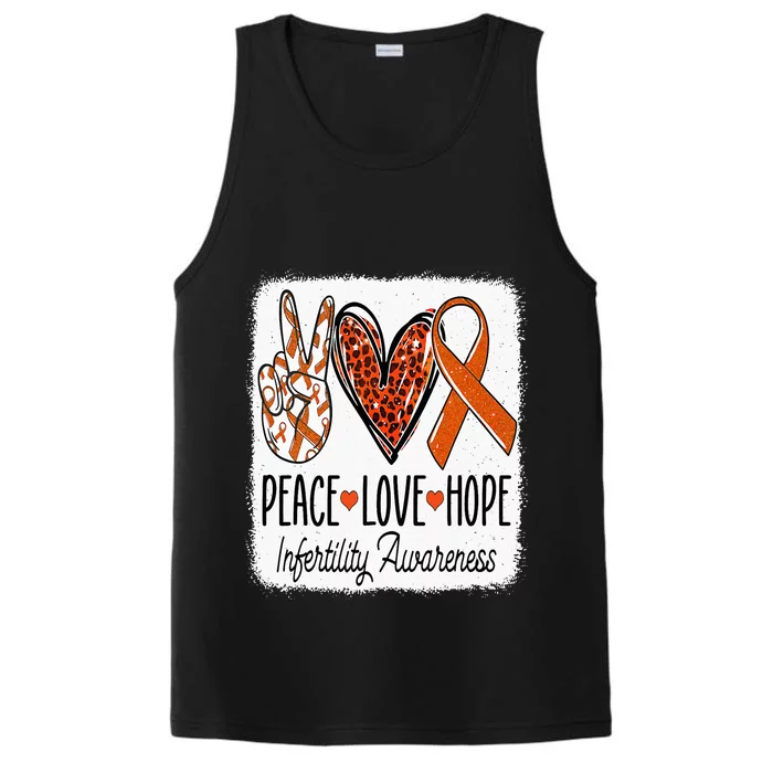 Peace Love Hope Infertility Awareness Orange Ribbon Performance Tank