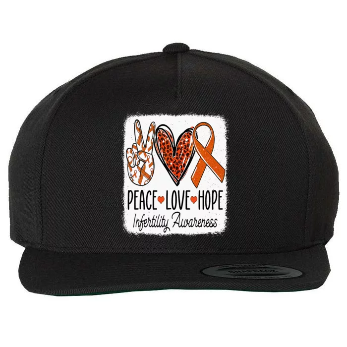 Peace Love Hope Infertility Awareness Orange Ribbon Wool Snapback Cap