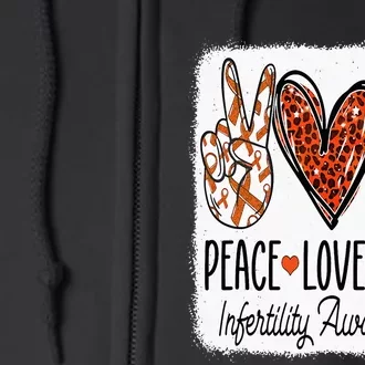 Peace Love Hope Infertility Awareness Orange Ribbon Full Zip Hoodie