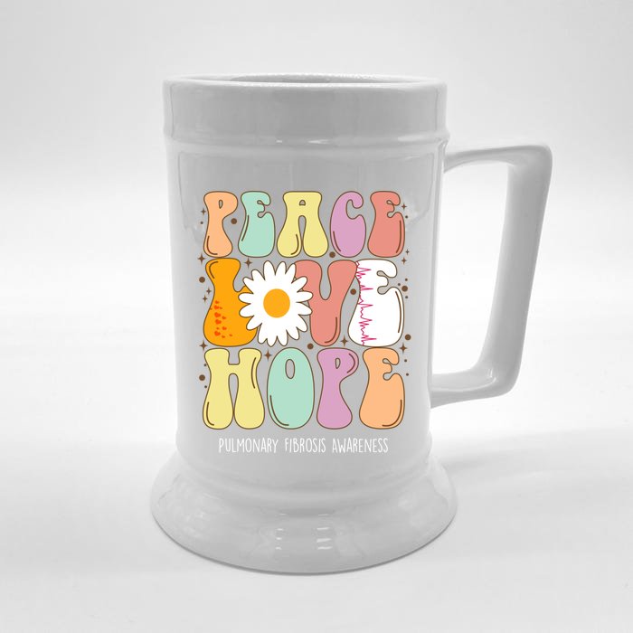 Peace Love Hope Pulmonary Fibrosis Awareness Gift Front & Back Beer Stein