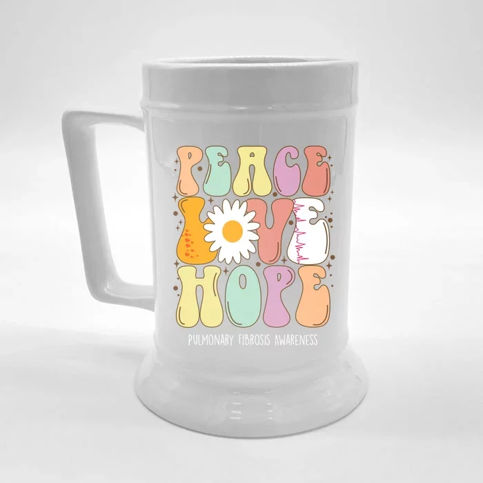 Peace Love Hope Pulmonary Fibrosis Awareness Gift Front & Back Beer Stein