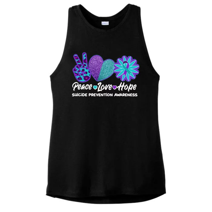 Peace Love Hope Suicide Prevention Awareness Ladies Tri-Blend Wicking Tank