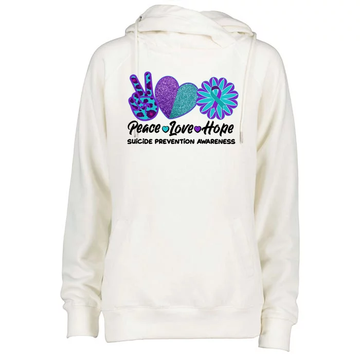 Peace Love Hope Suicide Prevention Awareness Womens Funnel Neck Pullover Hood