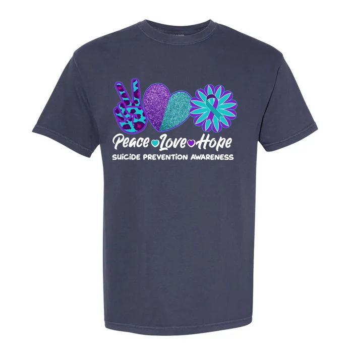 Peace Love Hope Suicide Prevention Awareness Garment-Dyed Heavyweight T-Shirt