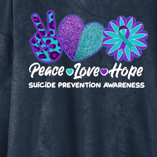 Peace Love Hope Suicide Prevention Awareness Hooded Wearable Blanket