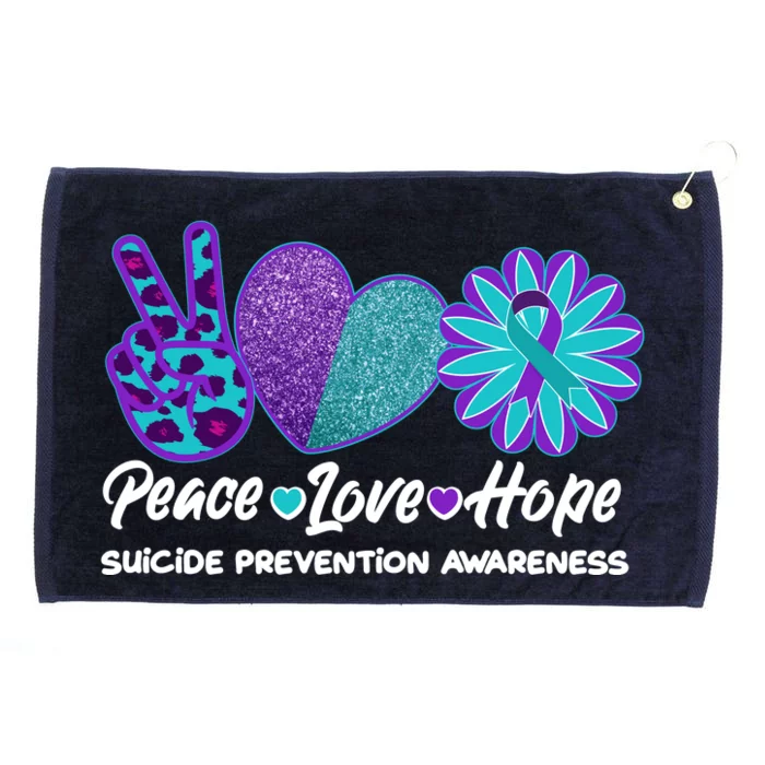 Peace Love Hope Suicide Prevention Awareness Grommeted Golf Towel