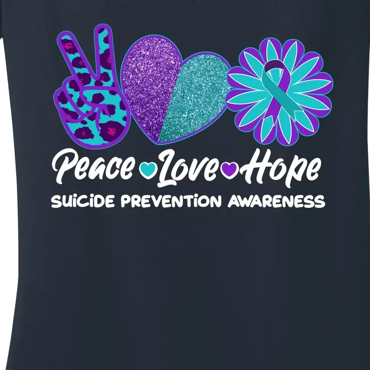 Peace Love Hope Suicide Prevention Awareness Women's V-Neck T-Shirt