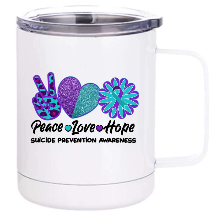 Peace Love Hope Suicide Prevention Awareness Front & Back 12oz Stainless Steel Tumbler Cup