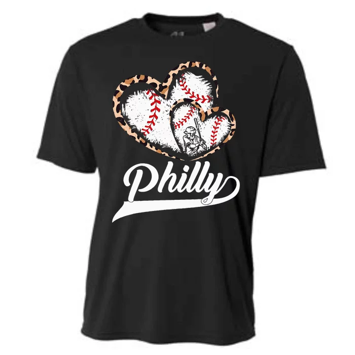 Philadelphia Leopard Heart Love City Souvenir Cooling Performance Crew T-Shirt