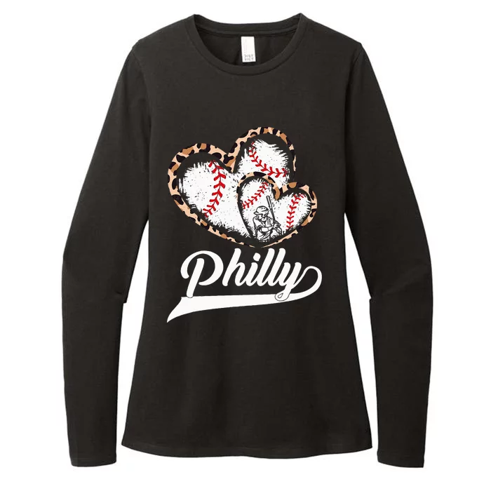 Philadelphia Leopard Heart Love City Souvenir Womens CVC Long Sleeve Shirt