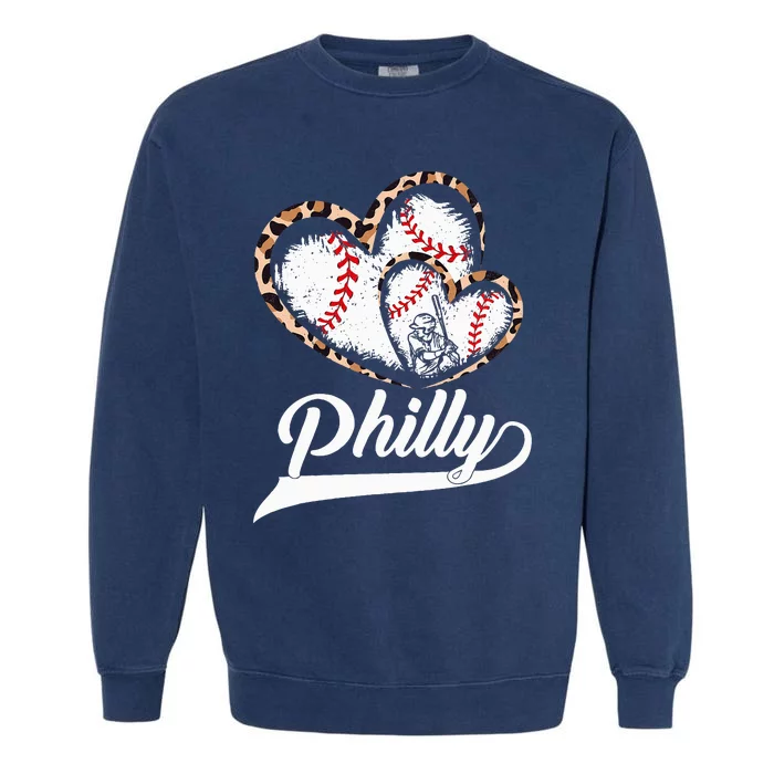 Philadelphia Leopard Heart Love City Souvenir Garment-Dyed Sweatshirt