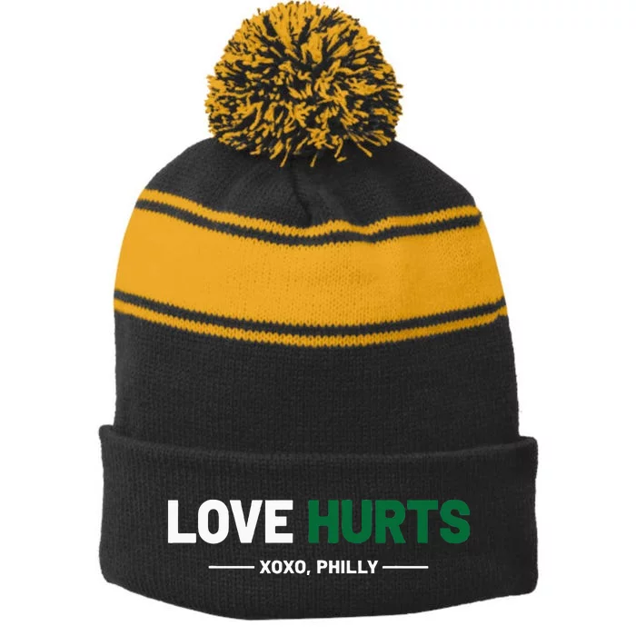 Philadelphia Love Hurts Philly Fan Pride Cute Stripe Pom Pom Beanie