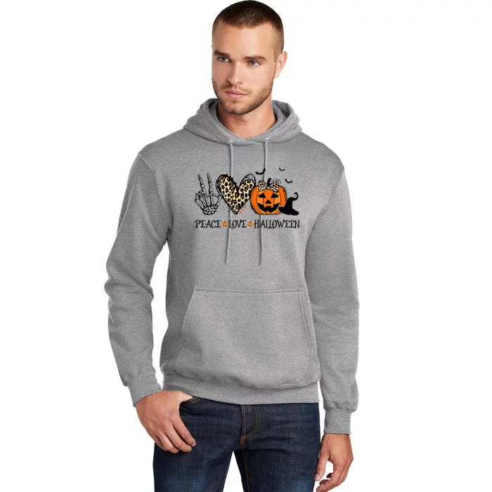 Peace Love Halloween Happy Halloween Pumpkin Leopard Heart Tall Hoodie