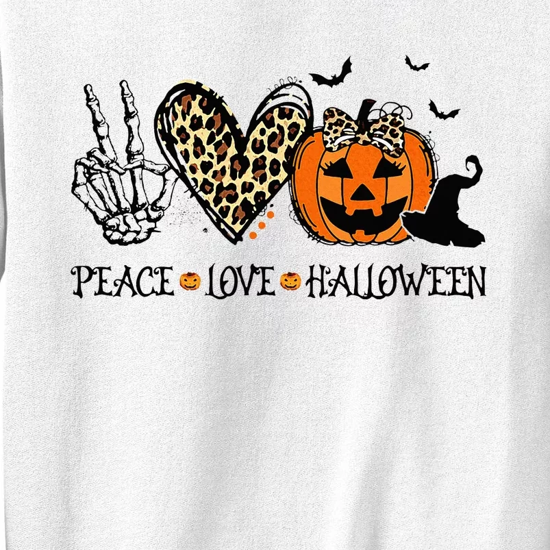 Peace Love Halloween Happy Halloween Pumpkin Leopard Heart Sweatshirt