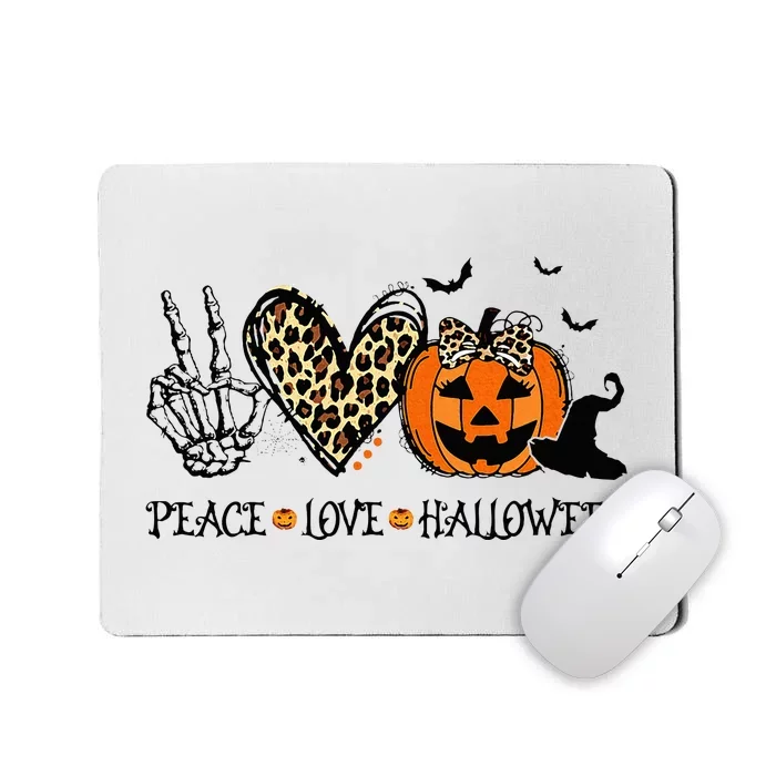 Peace Love Halloween Happy Halloween Pumpkin Leopard Heart Mousepad