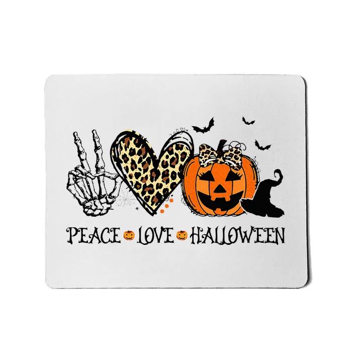 Peace Love Halloween Happy Halloween Pumpkin Leopard Heart Mousepad