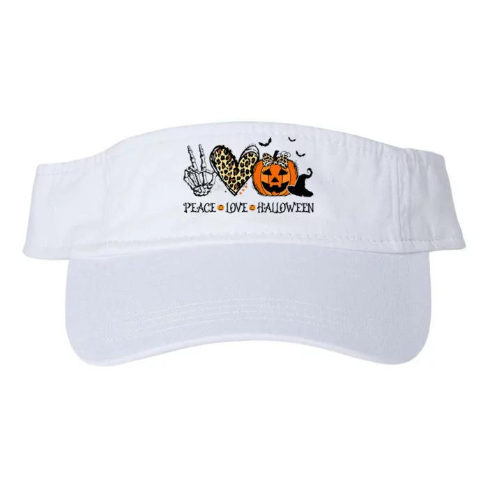 Peace Love Halloween Happy Halloween Pumpkin Leopard Heart Valucap Bio-Washed Visor