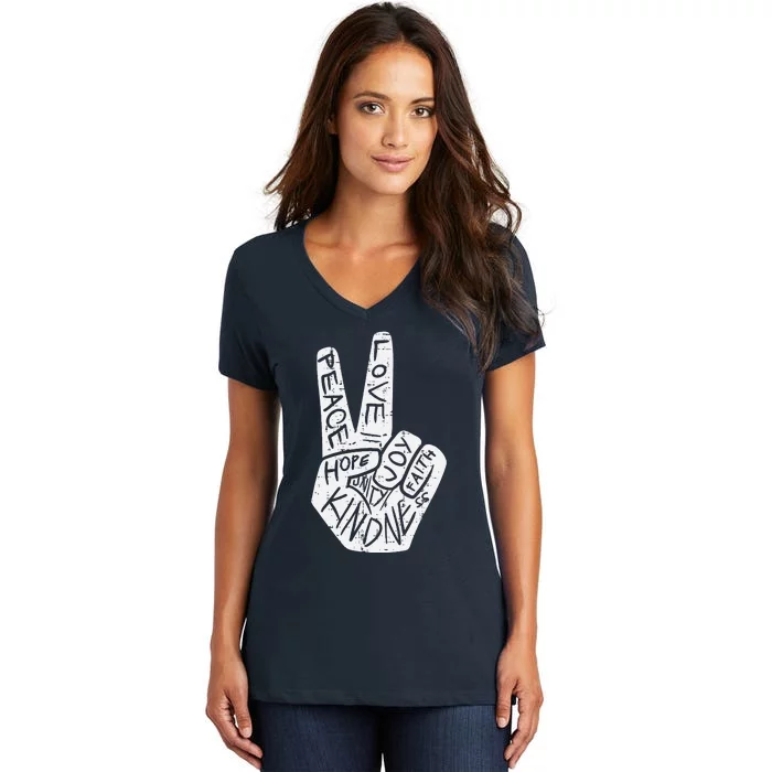 Peace Love Hope Unity Day Orange Anti Bullying Women's V-Neck T-Shirt