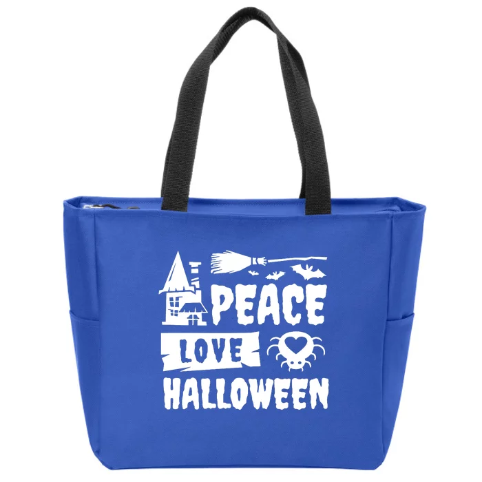 Peace Love Halloween Witch Spooky Halloween Zip Tote Bag