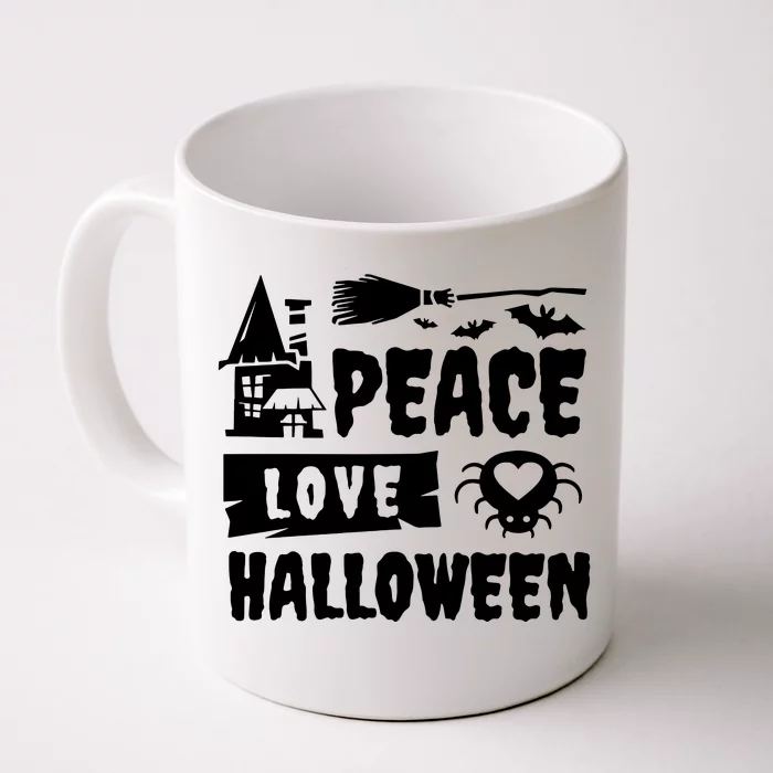 Peace Love Halloween Witch Spooky Halloween Front & Back Coffee Mug