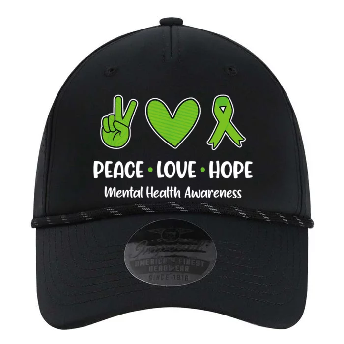 Peace Love Hope Mental Health Awareness Green Ribbon Funny Performance The Dyno Cap