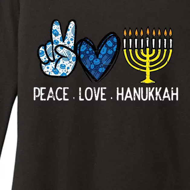 Peace Love Hanukkah Retro Chanukah Jewish Womens CVC Long Sleeve Shirt