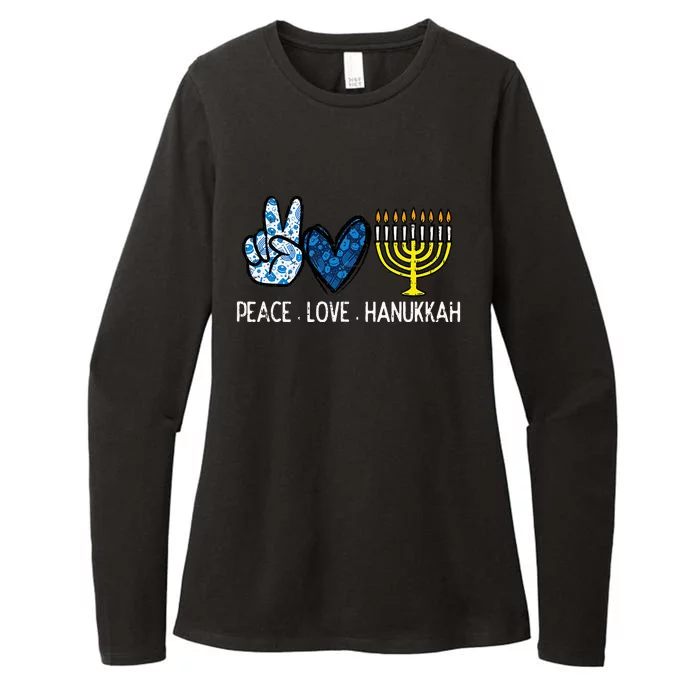 Peace Love Hanukkah Retro Chanukah Jewish Womens CVC Long Sleeve Shirt