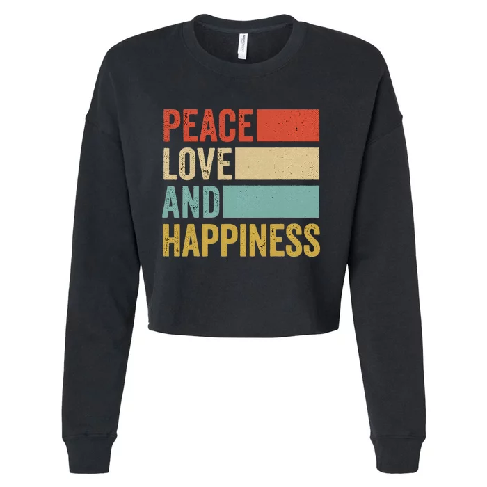 Peace Love Happiness Cropped Pullover Crew