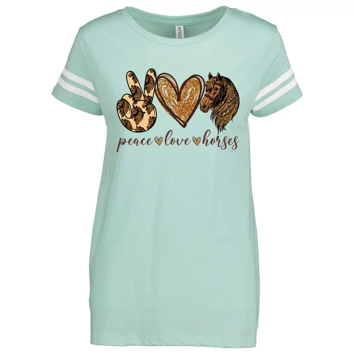 Peace Love Horses Girl I Love My Horses Equestrian Horseback Enza Ladies Jersey Football T-Shirt