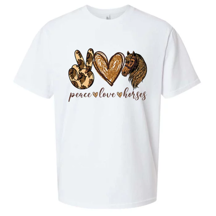 Peace Love Horses Girl I Love My Horses Equestrian Horseback Sueded Cloud Jersey T-Shirt