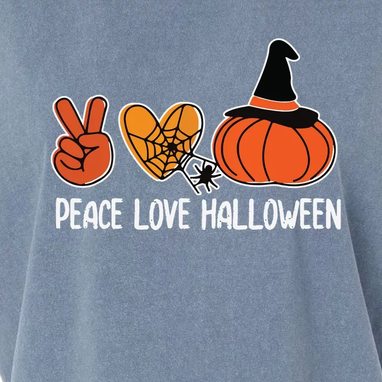 Peace Love Halloween Lazy Halloween Costume Cool Pumpkin Garment-Dyed Women's Muscle Tee