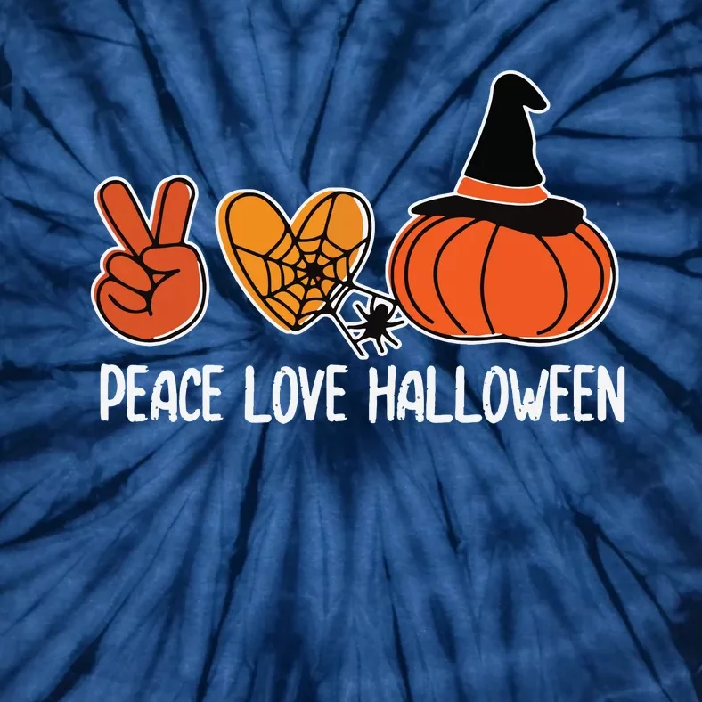 Peace Love Halloween Lazy Halloween Costume Cool Pumpkin Tie-Dye T-Shirt