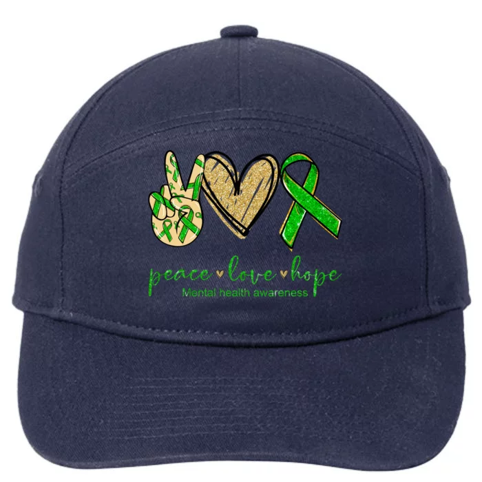 Peace Love Hope Mental Health Awareness 7-Panel Snapback Hat