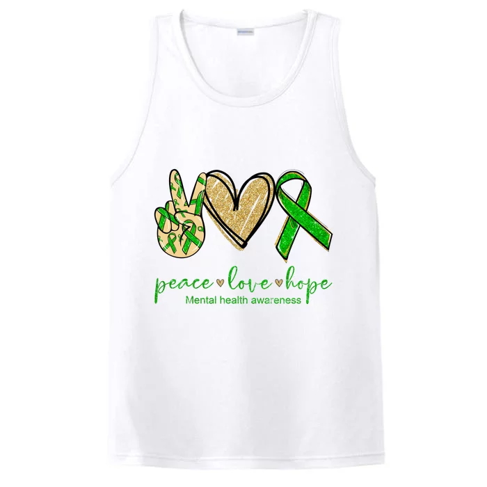 Peace Love Hope Mental Health Awareness Performance Tank