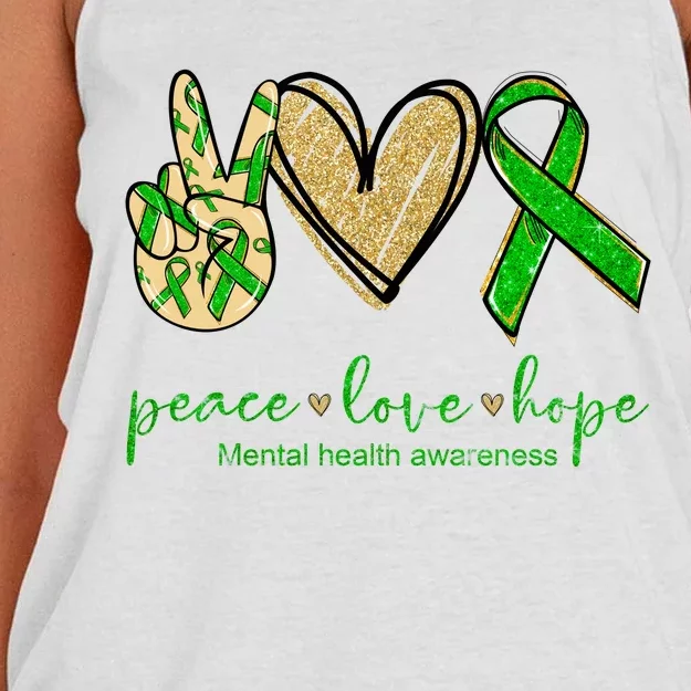 Peace Love Hope Mental Health Awareness Women's Knotted Racerback Tank