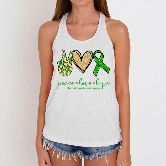 Peace Love Hope Mental Health Awareness Women's Knotted Racerback Tank