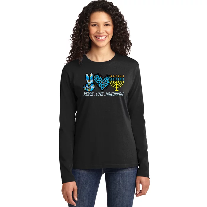 Peace Love Hanukkah Jewish Hanukkah Chanukah Ladies Long Sleeve Shirt